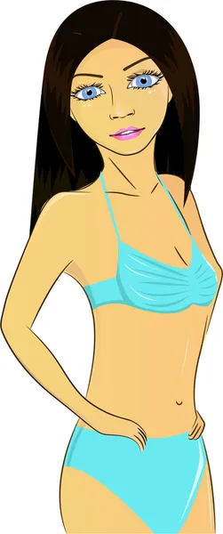 Flicka i blå bikini — Stock vektor