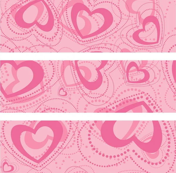 Set of banners with hearts — Stock Vector