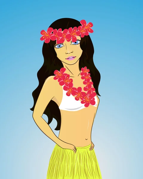Fille hawaïenne — Image vectorielle