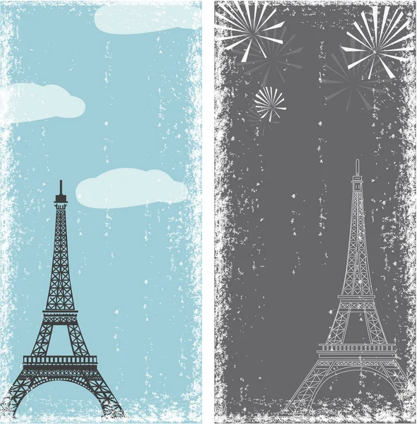 Bannières grunge avec tour eiffel — Image vectorielle