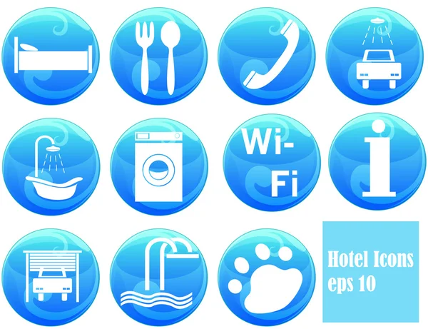 Hotel simgeleri düğmelerin üzerinde