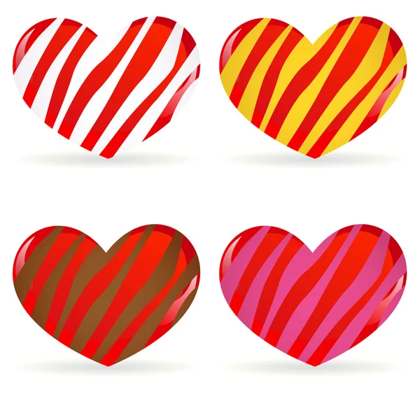 Set of striped hearts — Stock Vector
