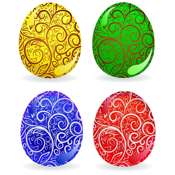 Set of eggs with ornate — Stock Vector