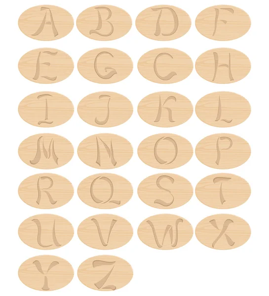 Alfabeto di legno — Vettoriale Stock