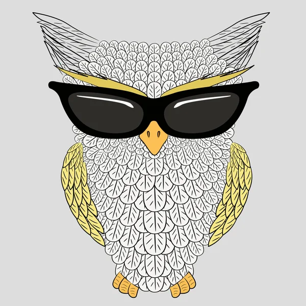 Hibou avec des lunettes de soleil — Image vectorielle