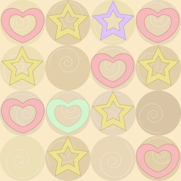 Modèle avec des étoiles et des cœurs — Image vectorielle