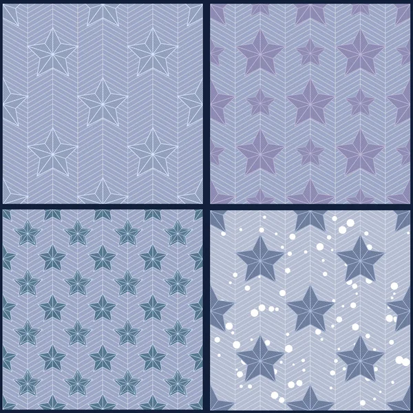 Conjunto de patrones de estrellas azules — Vector de stock