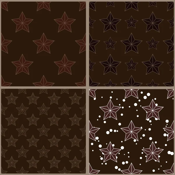 Conjunto de patrones de estrella marrón — Vector de stock