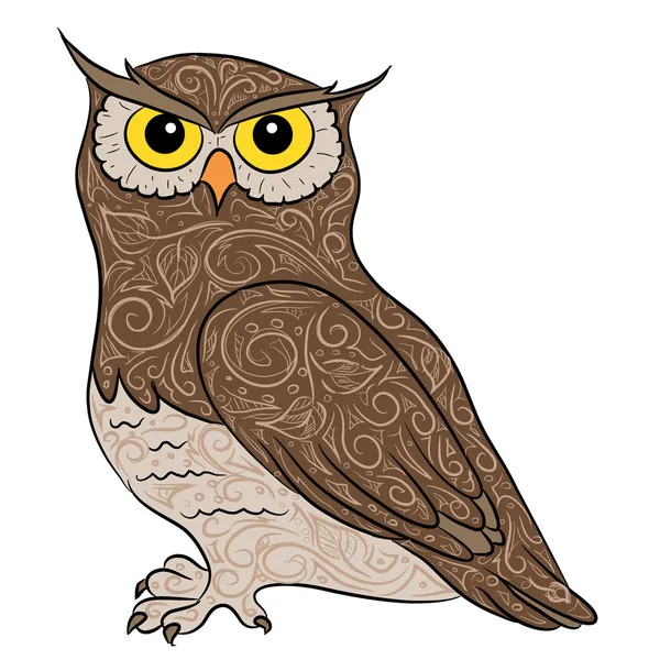 Dessin à la main hibou — Image vectorielle