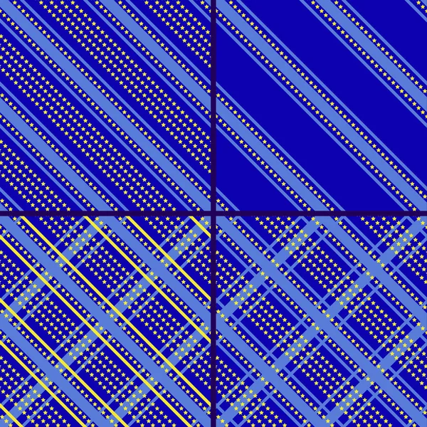 Estrella oblicua rayas y la célula azul patrones — Archivo Imágenes Vectoriales