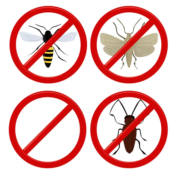 Nessun insetto scarafaggio, falena e vespa — Vettoriale Stock