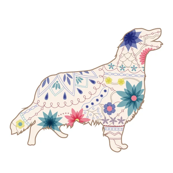 Silhueta pintada vintage de cão —  Vetores de Stock
