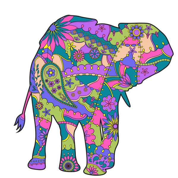 Colorida silueta de elefante — Vector de stock