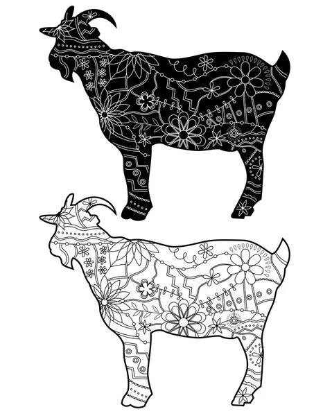 Černobílé kozy siluety — Stockový vektor