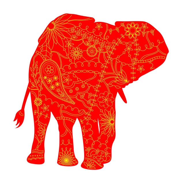 Silhueta de elefante indiano —  Vetores de Stock