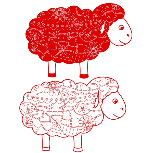 Rote Schafe — Stockvektor