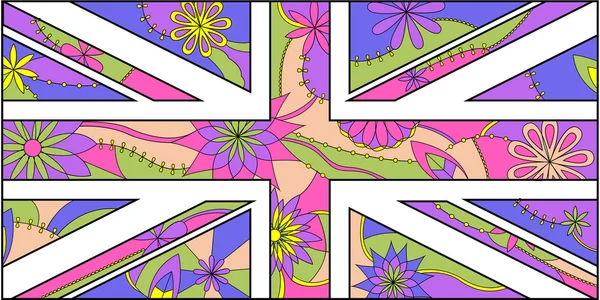 Drapeau britannique stylisé coloré — Image vectorielle