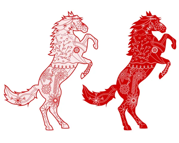 Set of red horses — Stock Vector