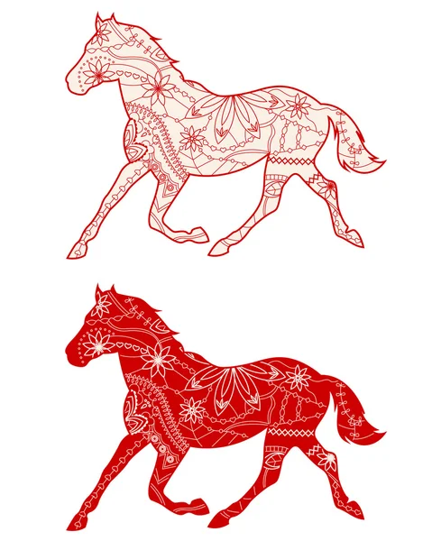 Conjunto de caballos rojos — Vector de stock