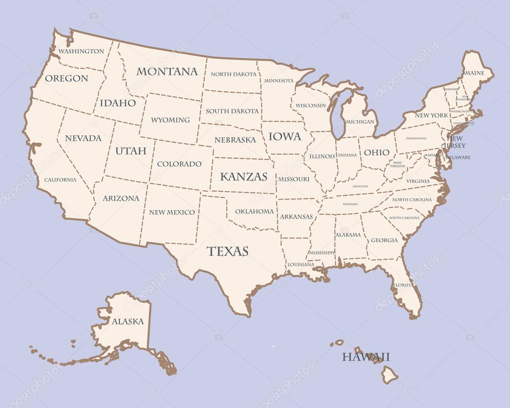 USA map with states names