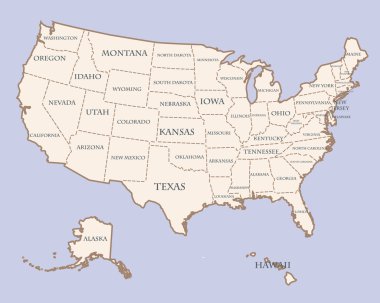 Birleşik isimler ile USA Haritası