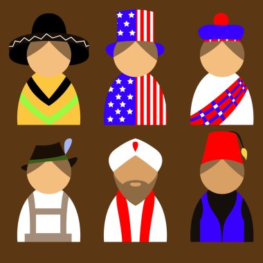 People in nationail costumes clipart