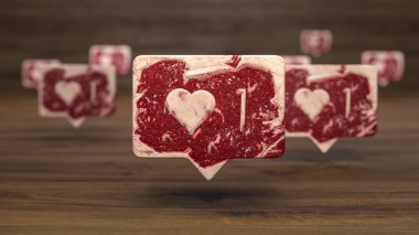 wood backgraund meat like heart