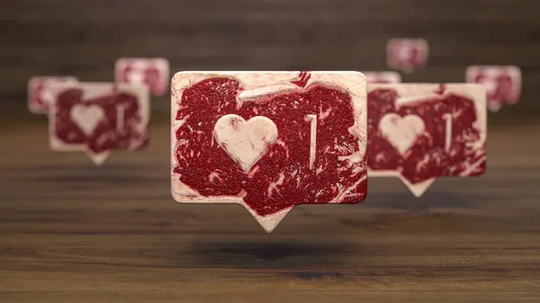 wood backgraund meat like heart