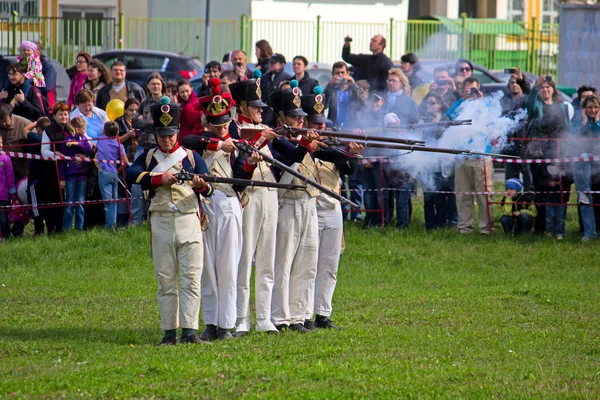 Volley of French infantry — Stock Photo, Image