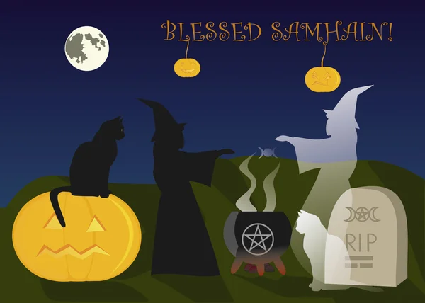 Samhain and immortal friendship — Stock Vector