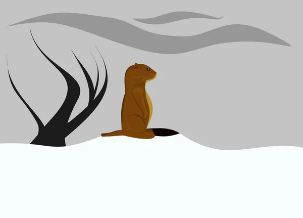 Día nublado de la marmota — Archivo Imágenes Vectoriales