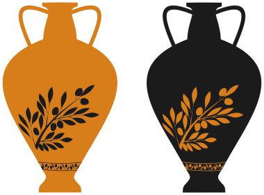 amfora görüntü zeytin dalı ile