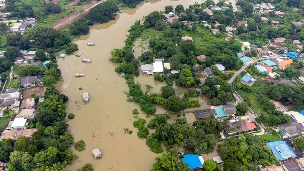 Tha Ruea Ayutthaya Tailandia Octubre 2021 Las Aguas Inundación Alcanzan — Foto de Stock
