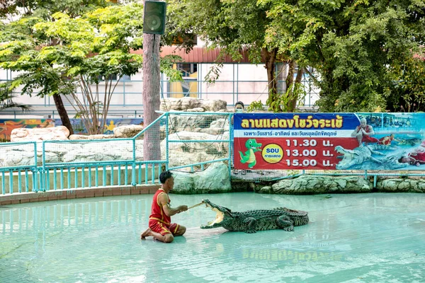 Bung Chawak Suphan Buri Thailand September 2021 Krokodilshow Eingang Des — Stockfoto