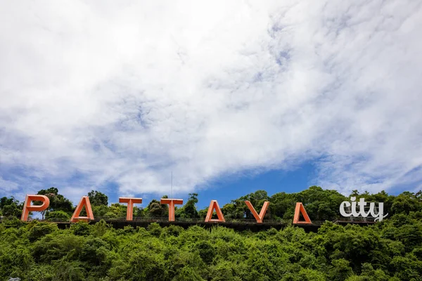 Pattaya Tajlandia Wrzesień 2021 Piękny Widok Lotu Ptaka Znak Miasta — Zdjęcie stockowe