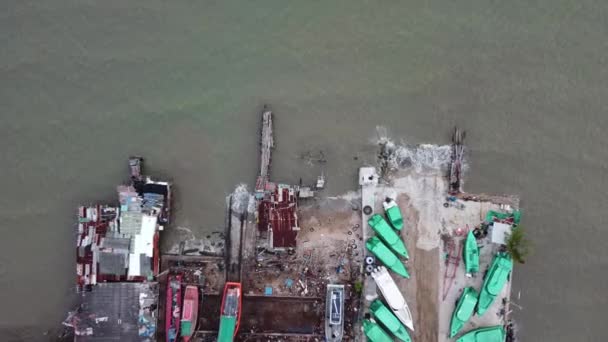 Local Shipyard Aerial View Old Building Ships — Video Stock