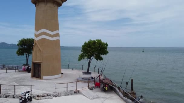 Beautiful Aerial View Balihai Lighthouse Port Area — Stock video