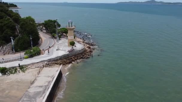 Hermosa Vista Aérea Zona Del Puerto Del Faro Balihai Famoso — Vídeo de stock