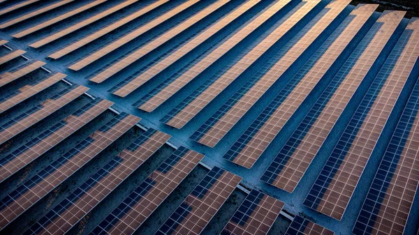 Solcellen Solfarmen Begreppet Hållbar Grön Energi Genom Att Generera Energi — Stockfoto