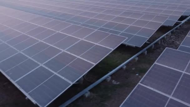 Drohne Über Solarzelle Der Solarfarm Konzept Nachhaltiger Grüner Energie Durch — Stockvideo