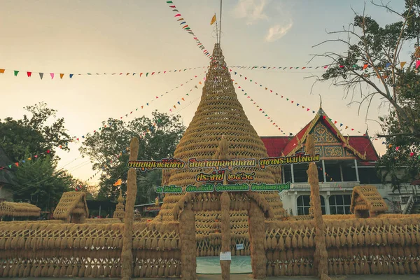 Lom Sak Phetchabun December 2021 Wat Khosa Thachang Tijdens Zonsondergang — Stockfoto