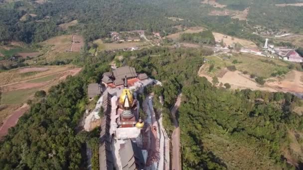 Wat Somdet Phu Ruea Ming Mueang Tempel Vliegen Lucht Zicht — Stockvideo