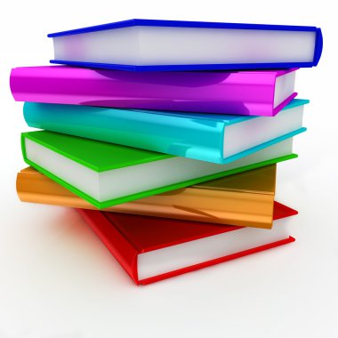Beyaz arka plan üzerinde renkli kitap yığını