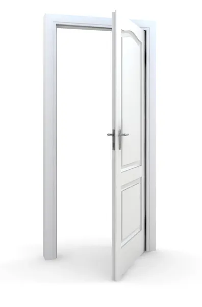Bílé otevřené dveře — Stock fotografie