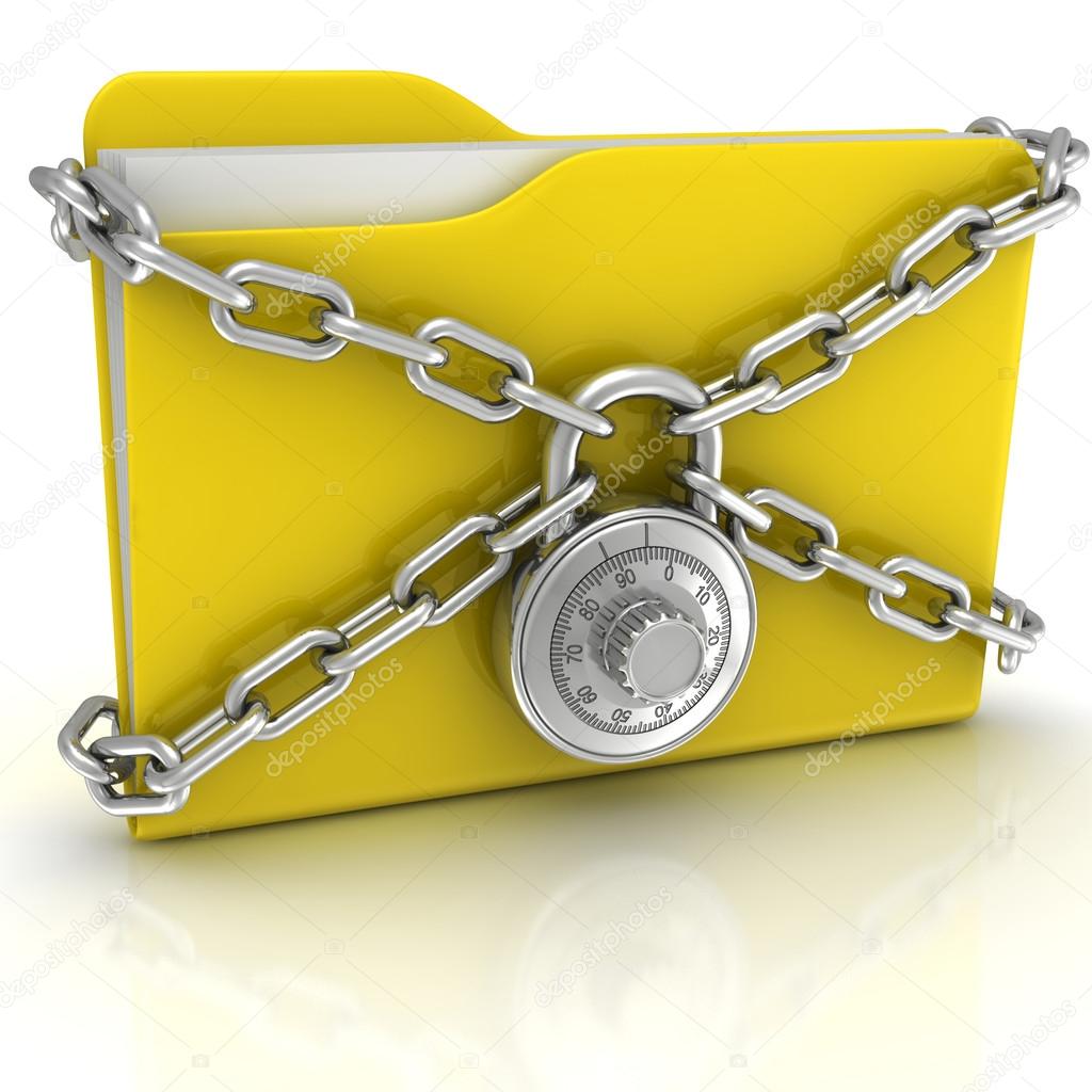 Big yellow folder with a combination lock