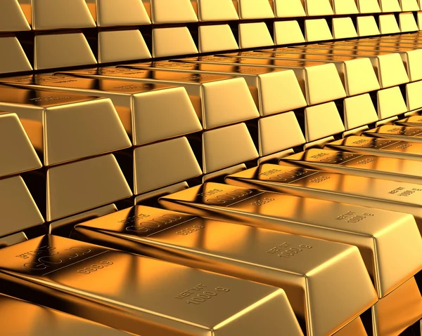Många guld barer — Stockfoto