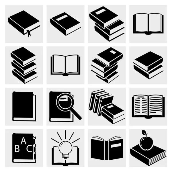 Libro iconos conjunto. — Vector de stock