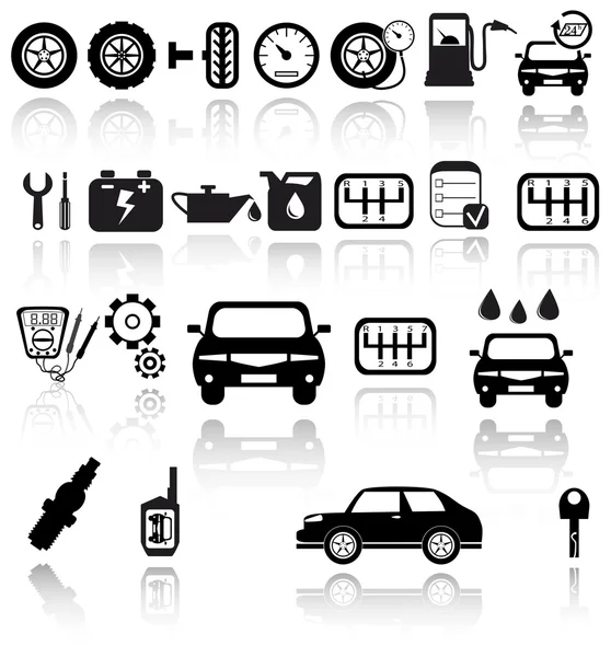 Vector zwarte auto icons set — Stockvector