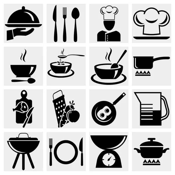 Mutfak ve yemek ikonu seti — Stok Vektör