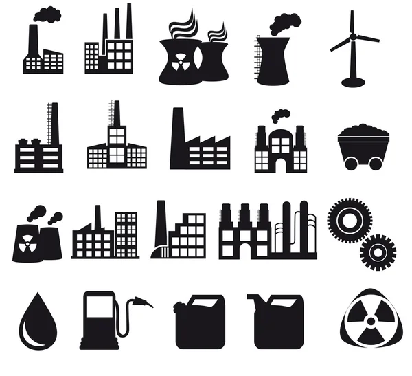 Fabriek en vervuiling pictogrammen — Stockvector
